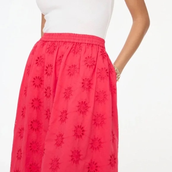 J Crew Pull On Eyelet Midi Skirt Size 2X - Picture 2 of 5